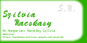 szilvia macskasy business card