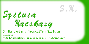 szilvia macskasy business card